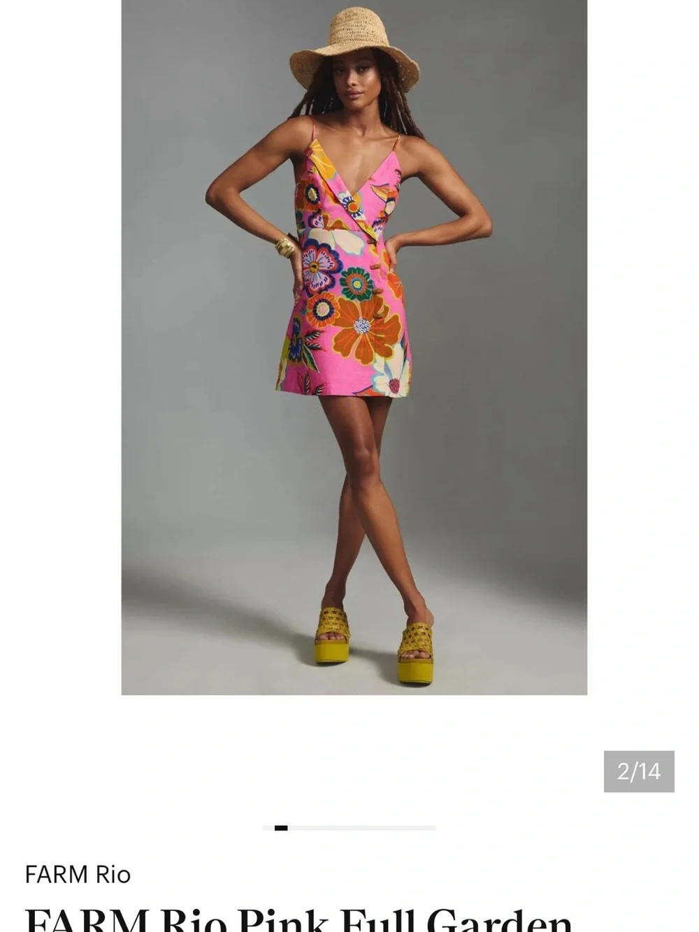 FARM Rio Pink Multicolor Floral Slip Dress - Picture 2 of 8